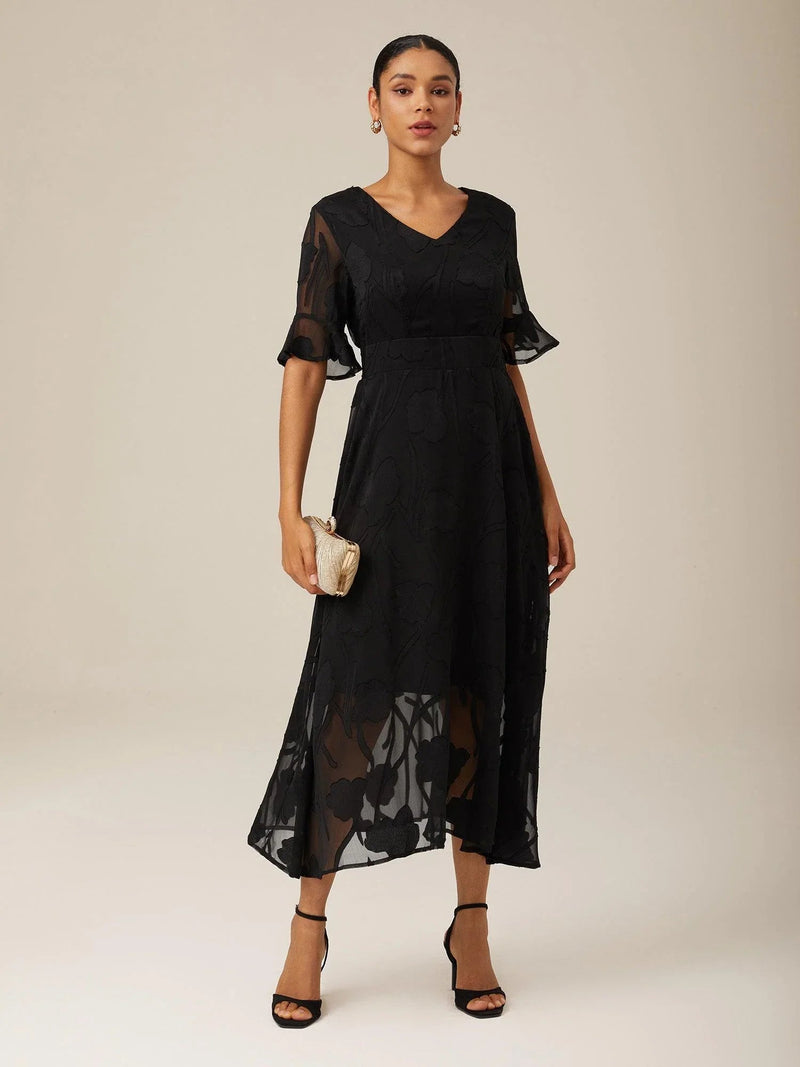 Amina - Ruffle Flutter Lace Dress