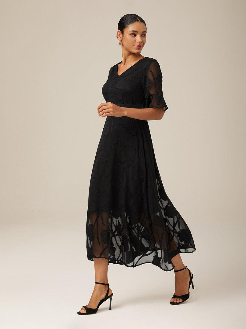 Amina - Ruffle Flutter Lace Dress