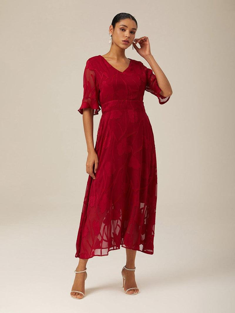 Amina - Ruffle Flutter Lace Dress