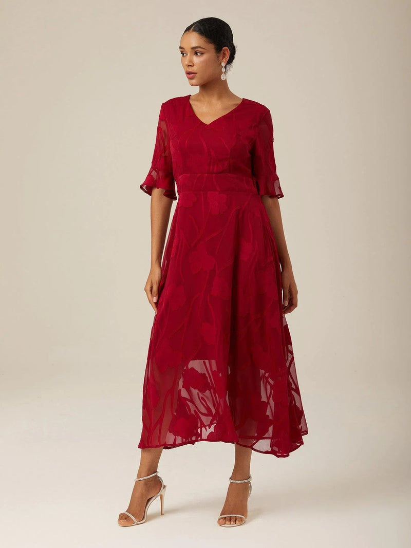 Amina - Ruffle Flutter Lace Dress