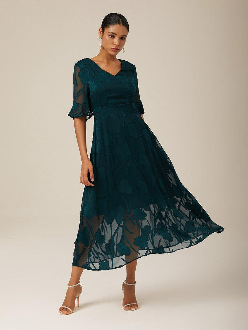 Amina - Ruffle Flutter Lace Dress