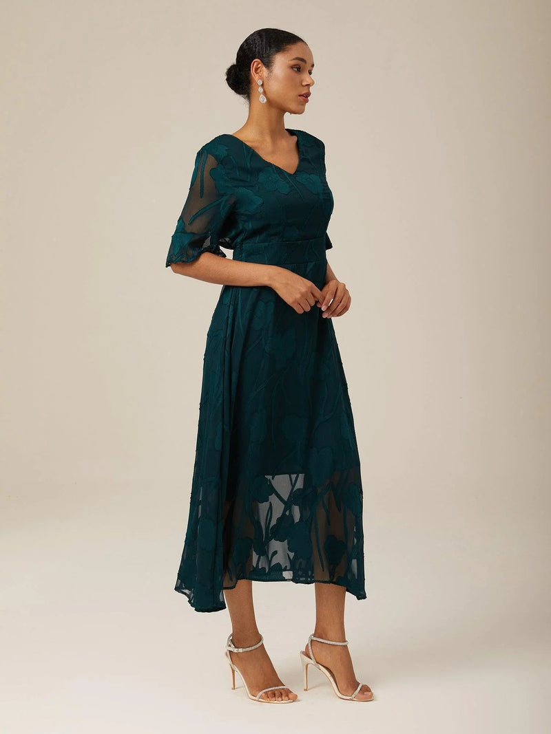 Amina - Ruffle Flutter Lace Dress