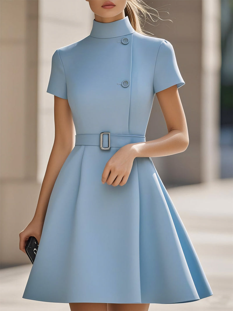 Noyius - Elegant High Neck Dress