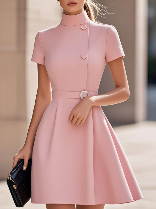 Noyius - Elegant High Neck Dress