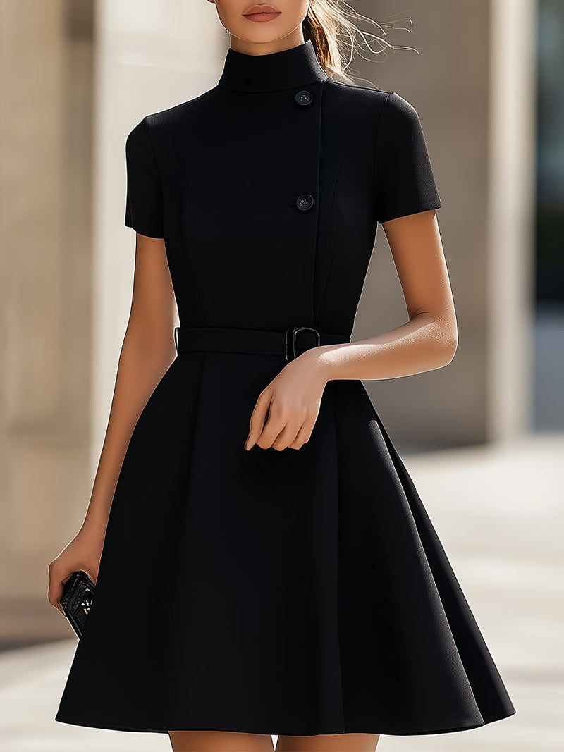 Noyius - Elegant High Neck Dress