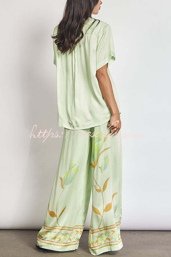 Serelina - Satin Tulip Print Top Set