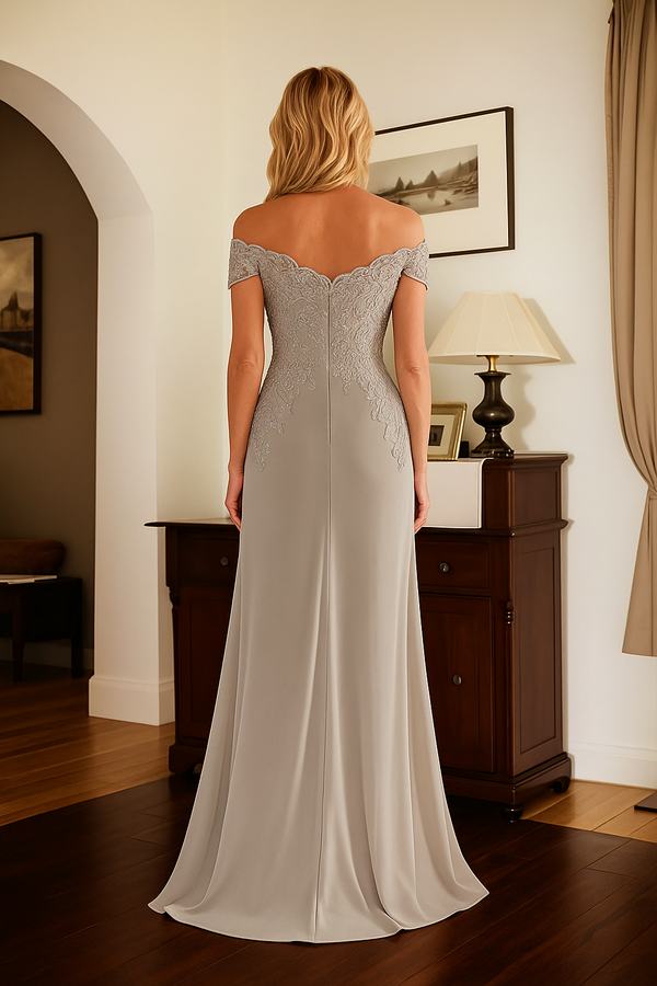 Eallise - Elegant Taupe Lace Dress