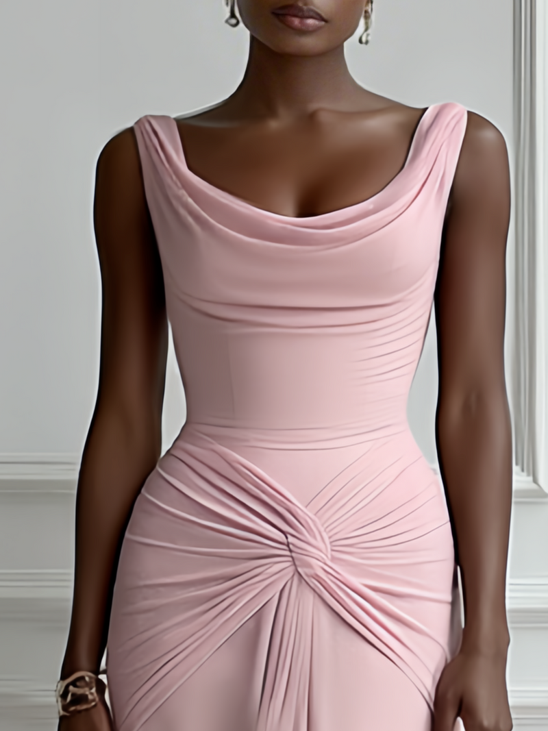 Rosehia - Pink Ruched Gown Dress