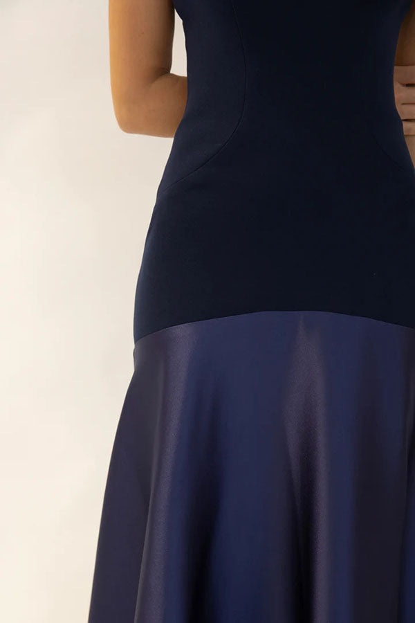 Elena - Satin Patchwork Flare Maxi Dress