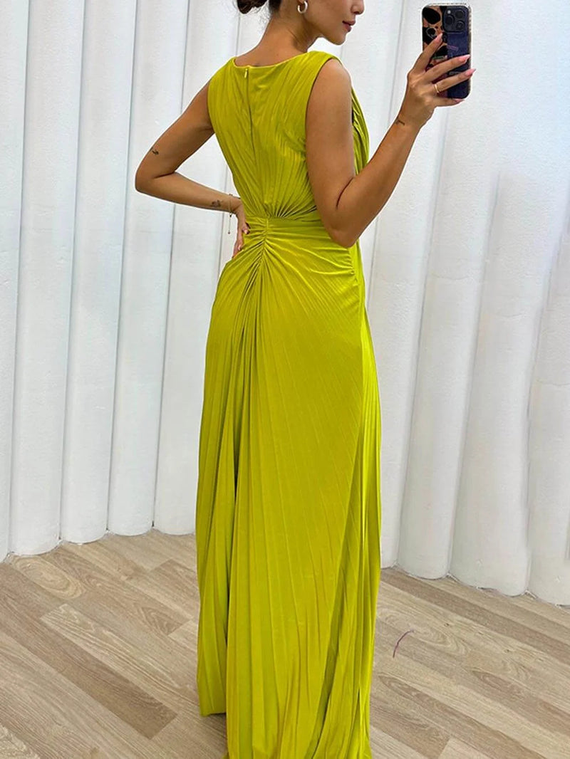 Davina - Pleated Maxi Evening Dress
