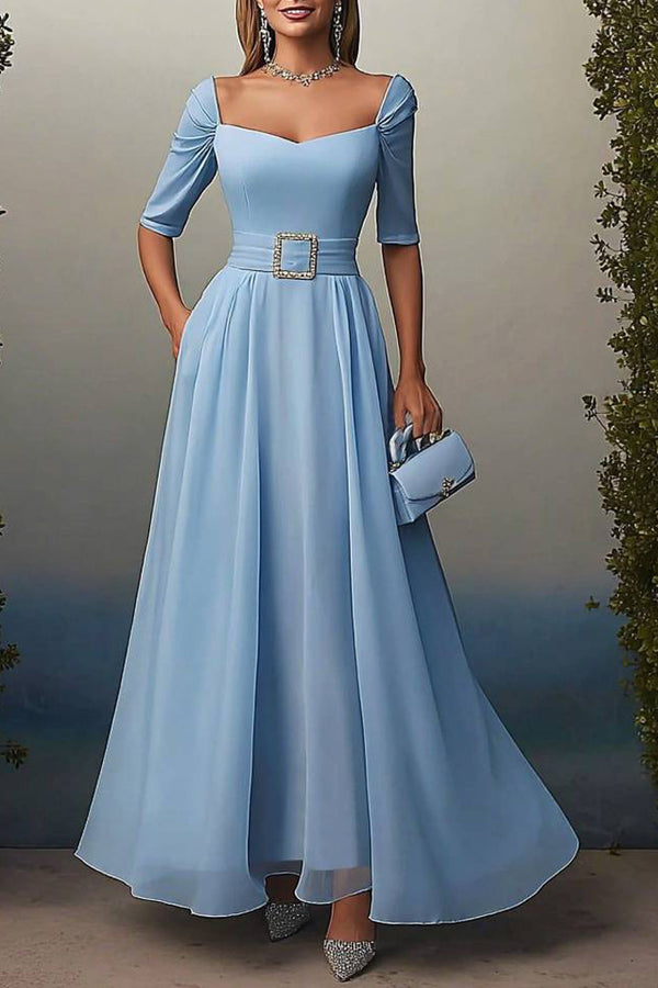 Fuania - Neck Belted Maxi Dress