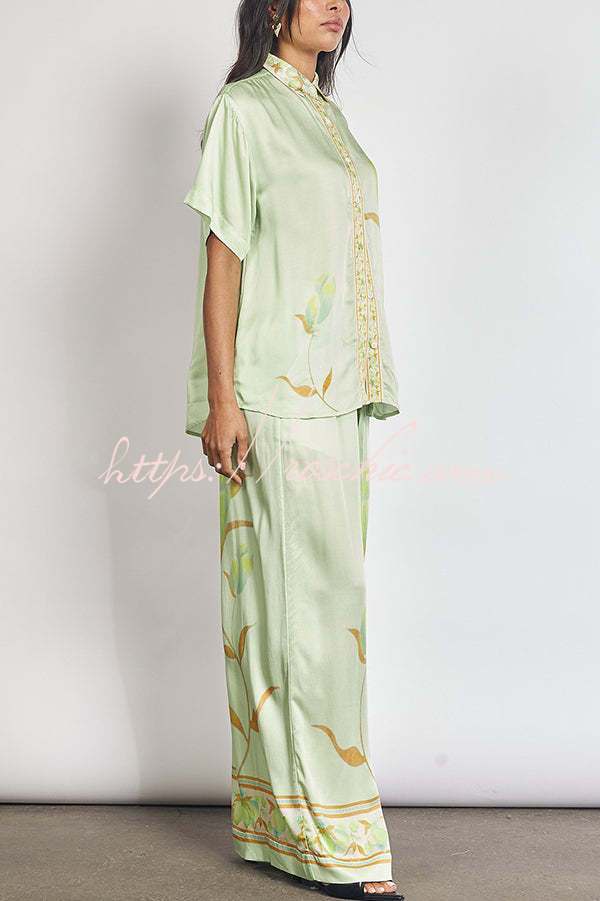 Serelina - Satin Tulip Print Top Set
