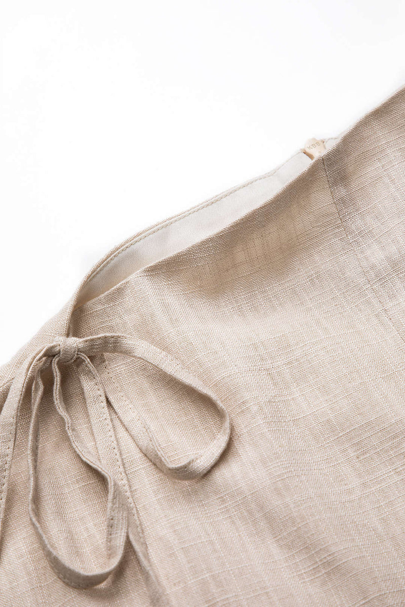 Roxie - Linen Ruched Sleeveless Dress