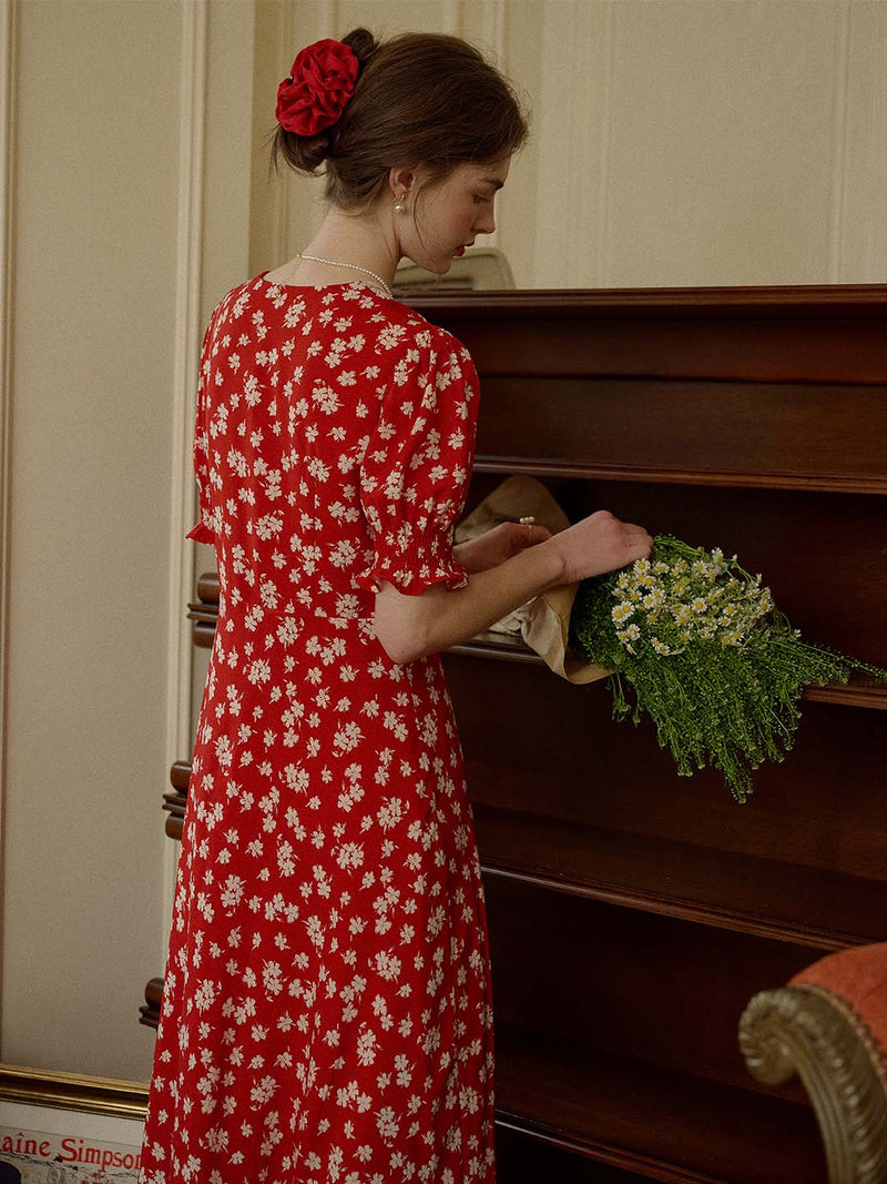 Stormi - Lace Trimmed Floral Dress