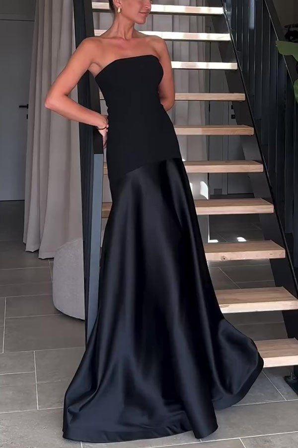 Elena - Satin Patchwork Flare Maxi Dress