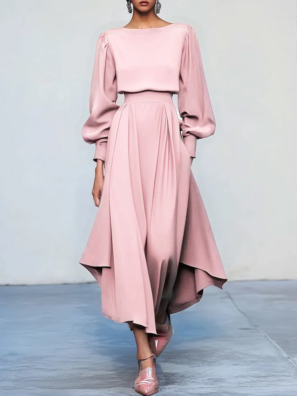 Evelyn - Asymmetric Boat Neck Dress