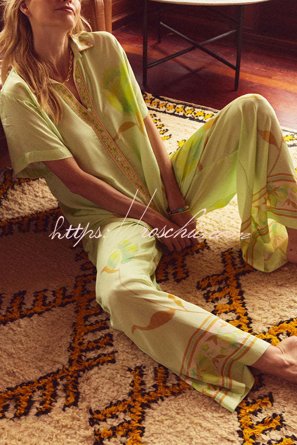Serelina - Satin Tulip Print Top Set
