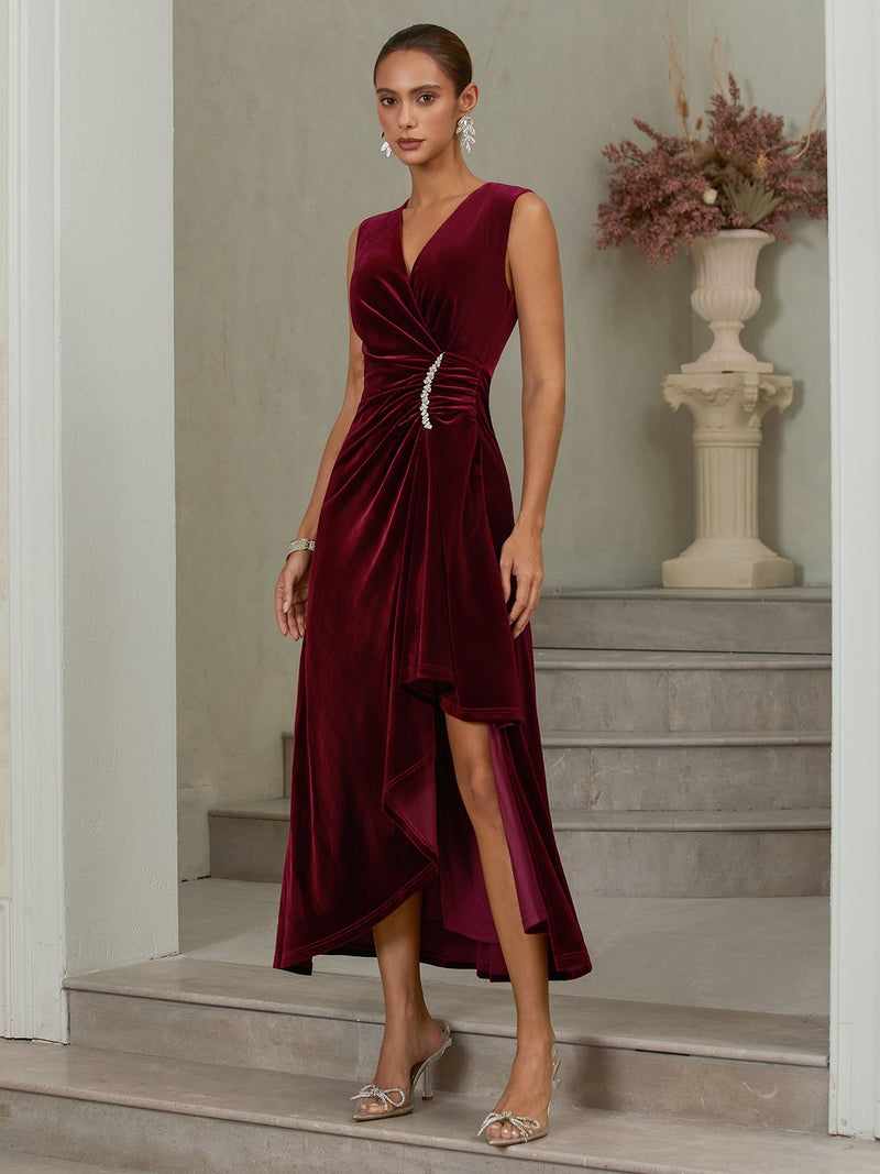 Raelynn - Velvet Rhinestone Midi Dress