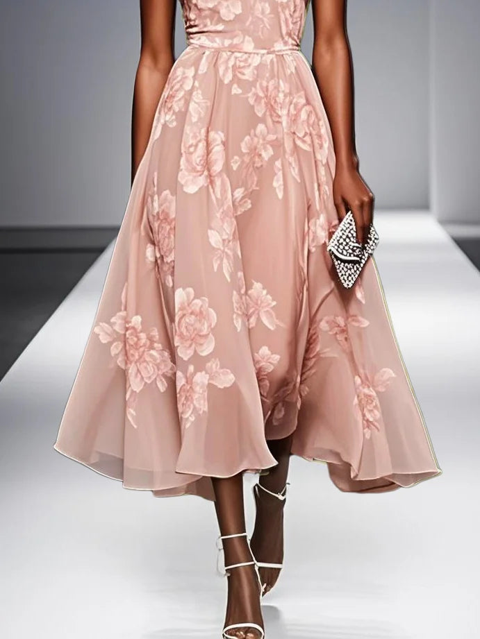 Julie - Floral Chiffon Halter Dress