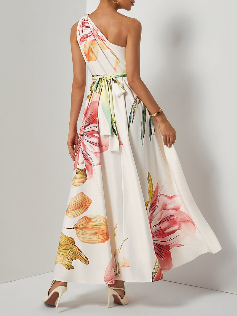 Saffron - Floral Satin Maxi Dress