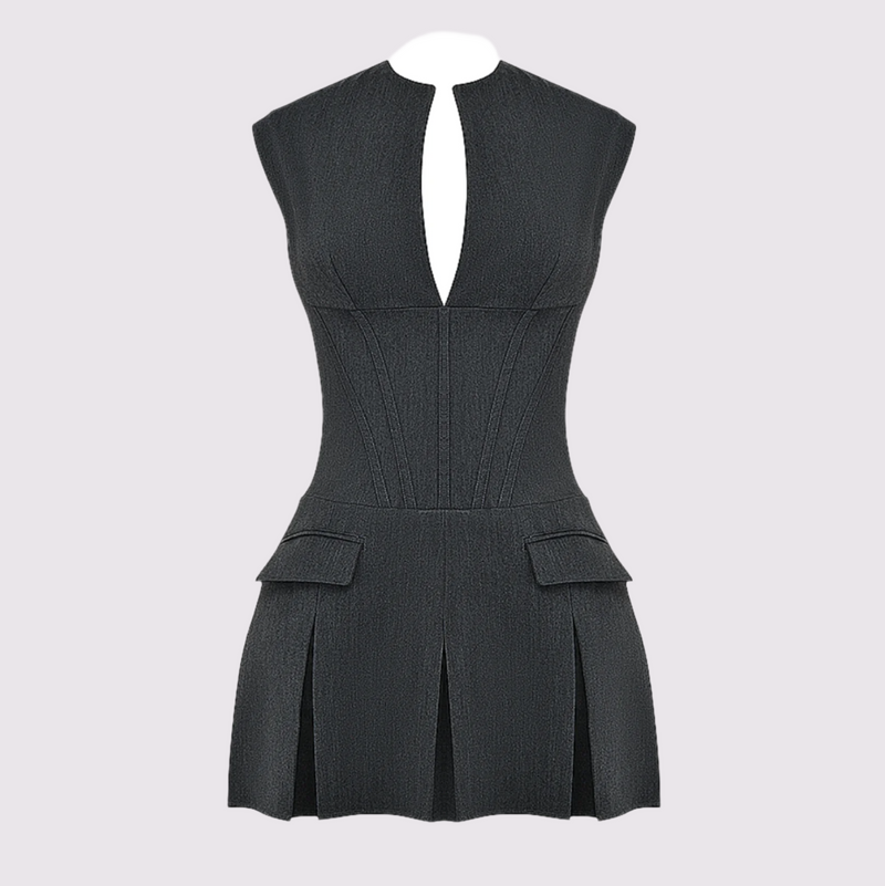 Velina - Solid Corset Pleated Dress