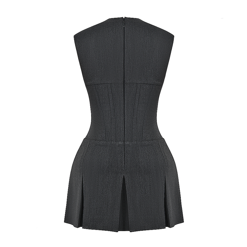 Velina - Solid Corset Pleated Dress