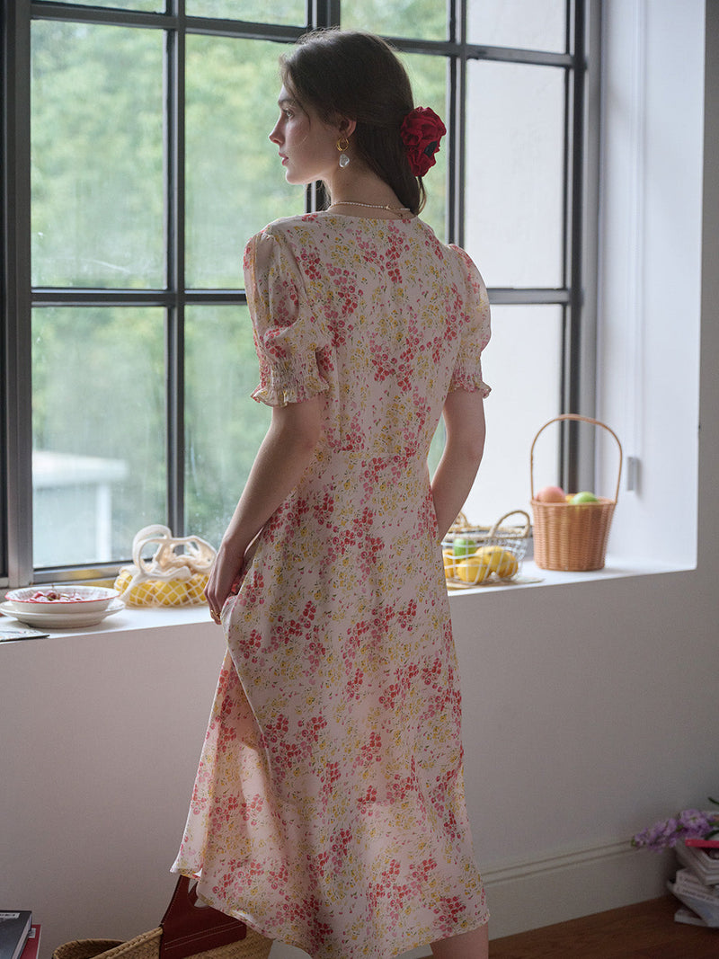 Stormi - Lace Trimmed Floral Dress