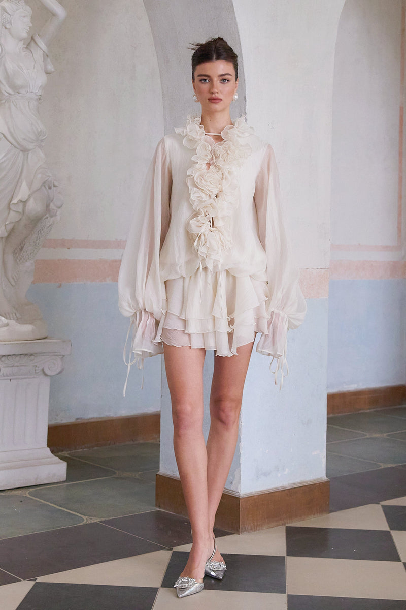 Zéphyrine - floral-appliqué mini dress