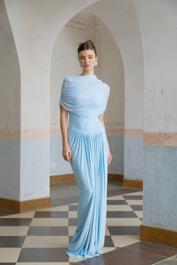 Catherine - blue pleated dress