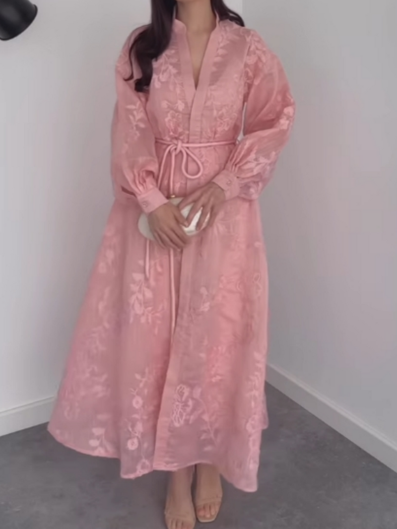 Rose - Fantasy Jacquard Button Dress