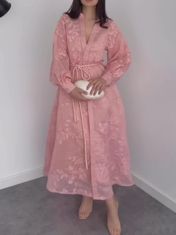 Rose - Fantasy Jacquard Button Dress