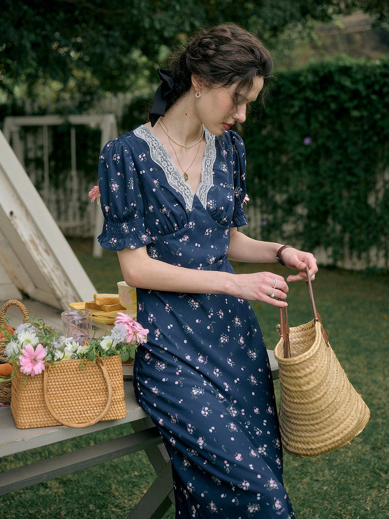 Stormi - Lace Trimmed Floral Dress