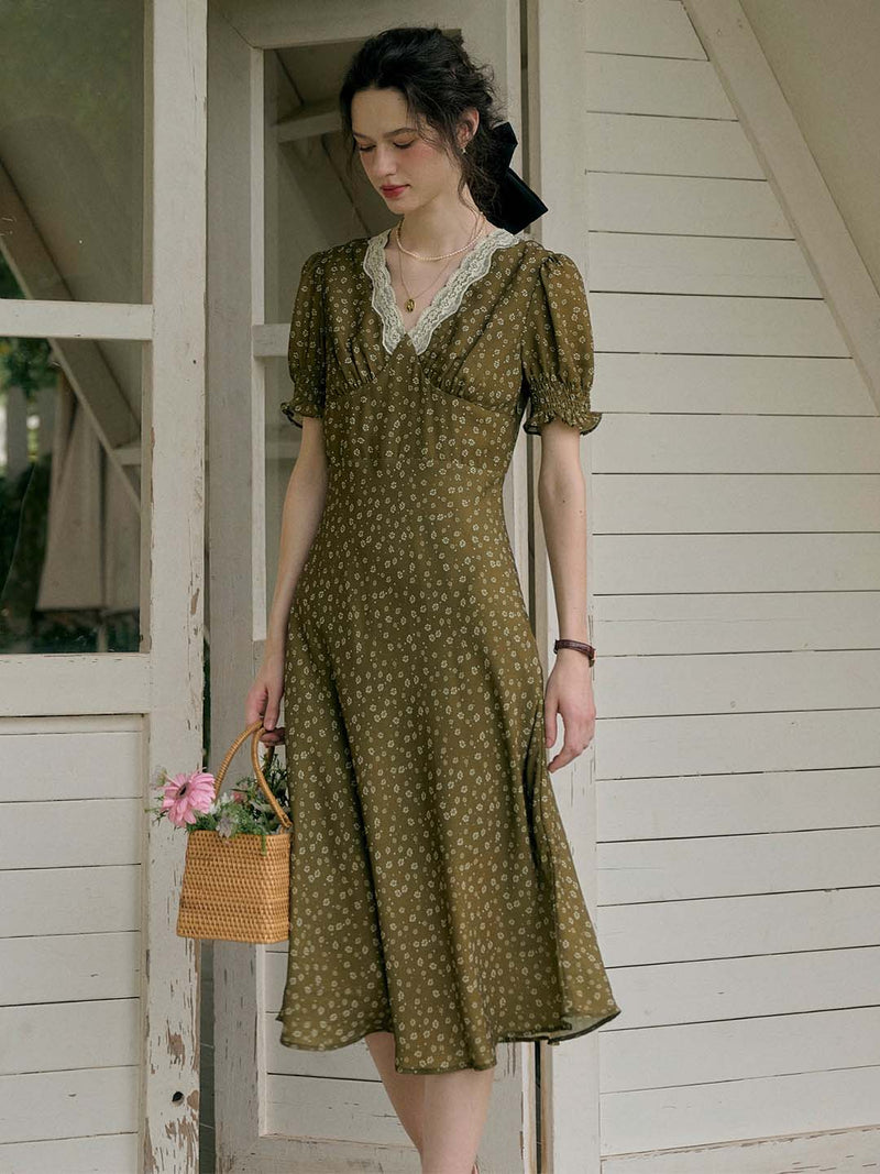 Stormi - Lace Trimmed Floral Dress