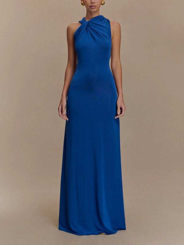 Asymmetrical Slinky Maxi Dress