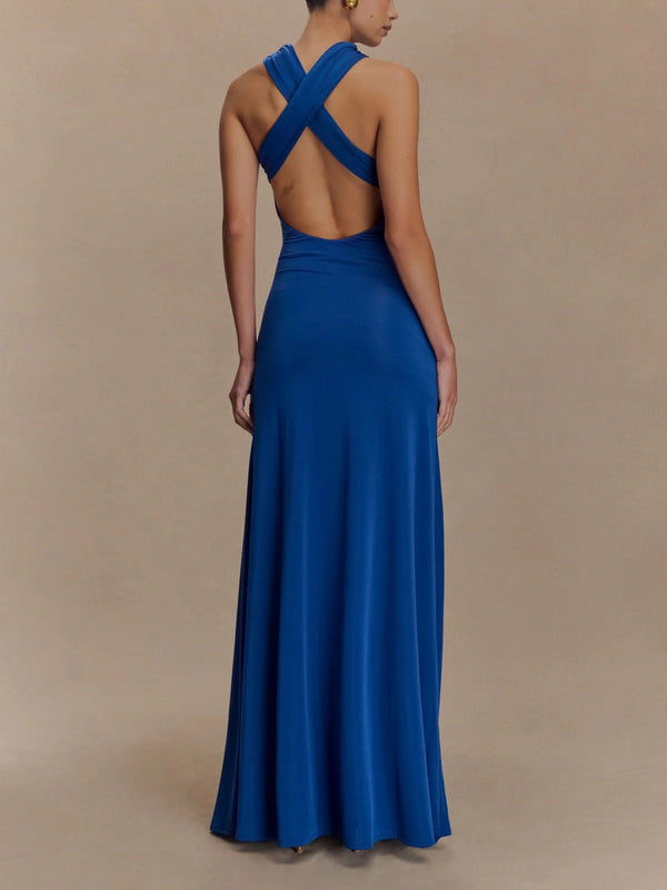 Asymmetrical Slinky Maxi Dress