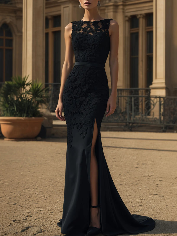 Ophelia - Lace Split Gown Dress