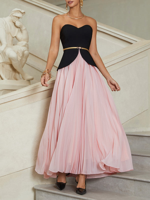 Rosey - Pleated Strapless Dressy Gown