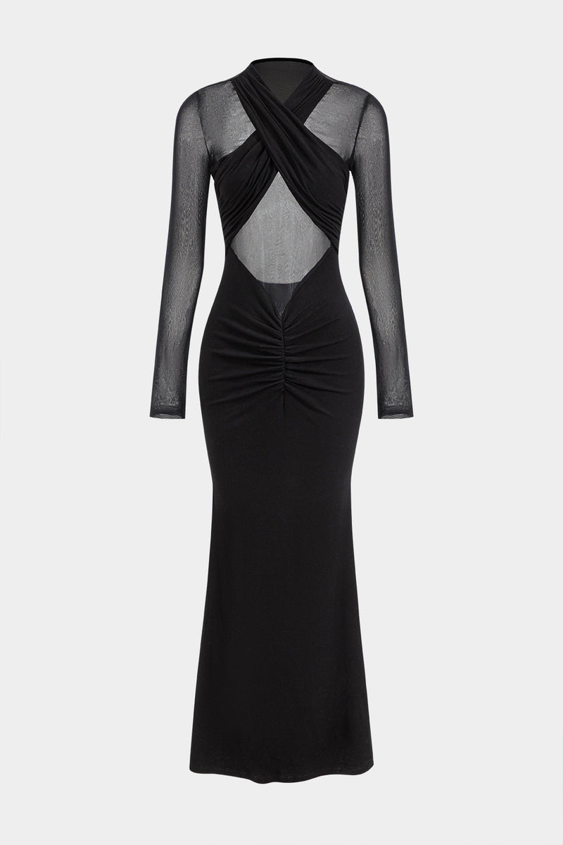 Sasha - Crossed Mesh Sheer Dress