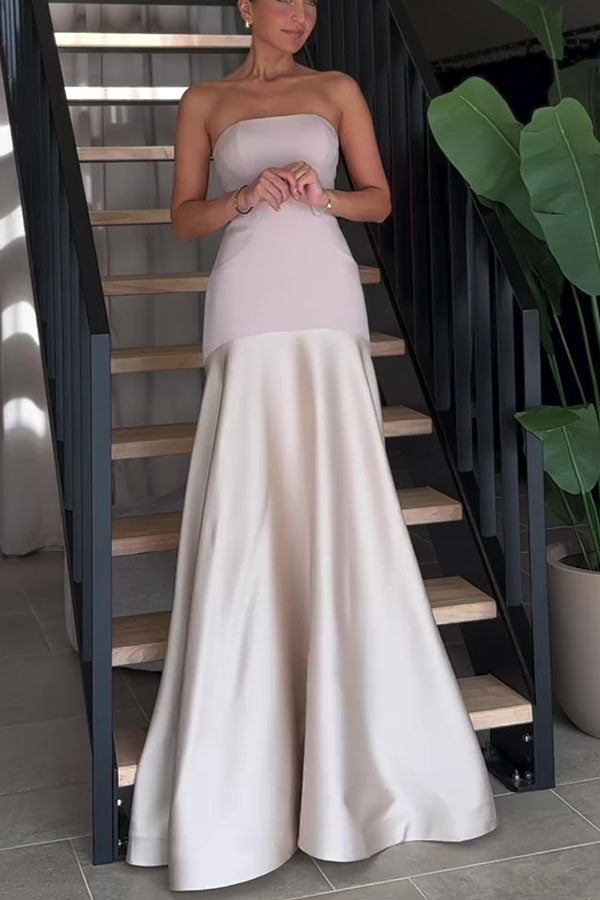 Elena - Satin Patchwork Flare Maxi Dress