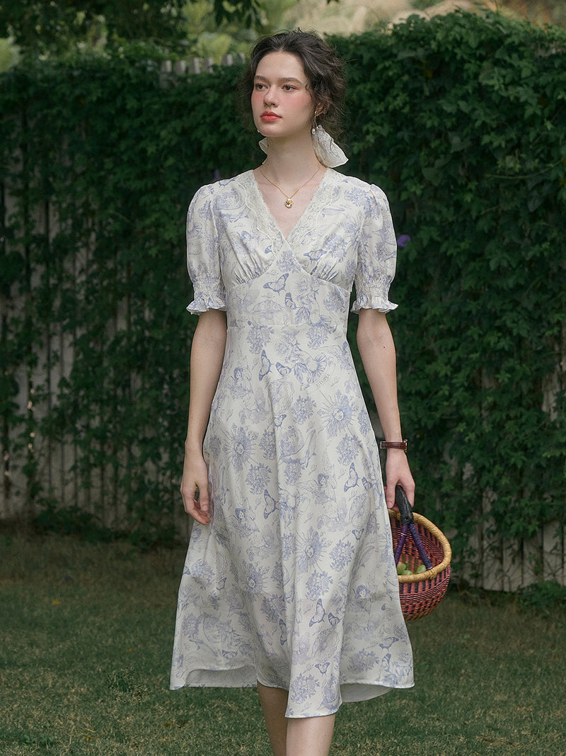 Stormi - Lace Trimmed Floral Dress