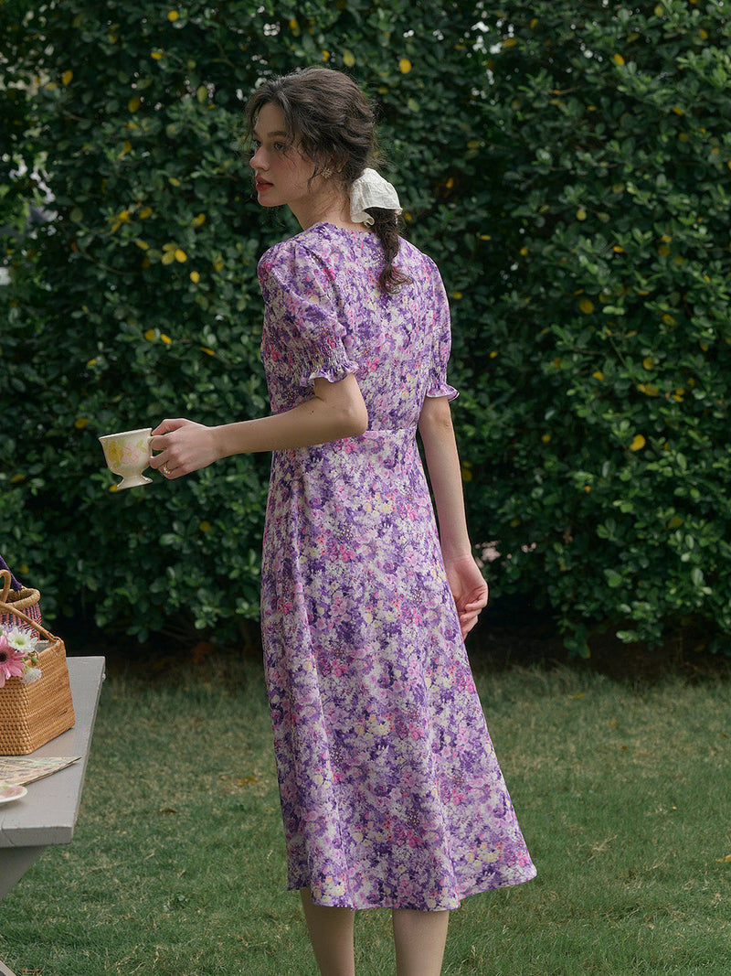 Stormi - Lace Trimmed Floral Dress