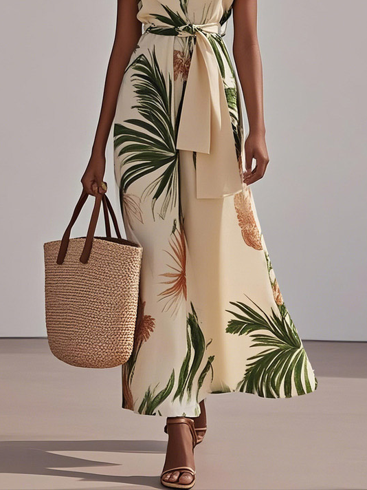 Rahya - Beige Printing Maxi Dress