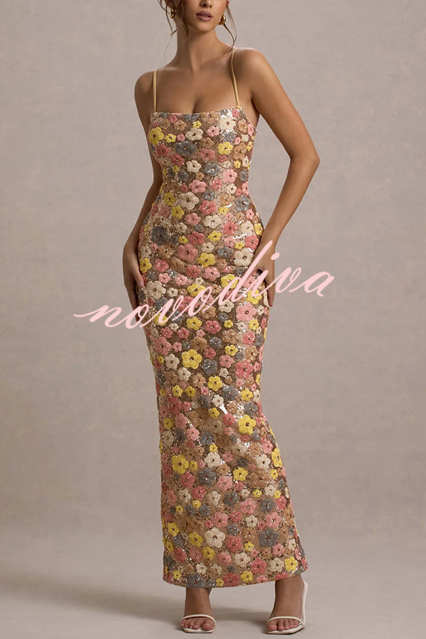 Flora - Sequin Square Maxi Dress
