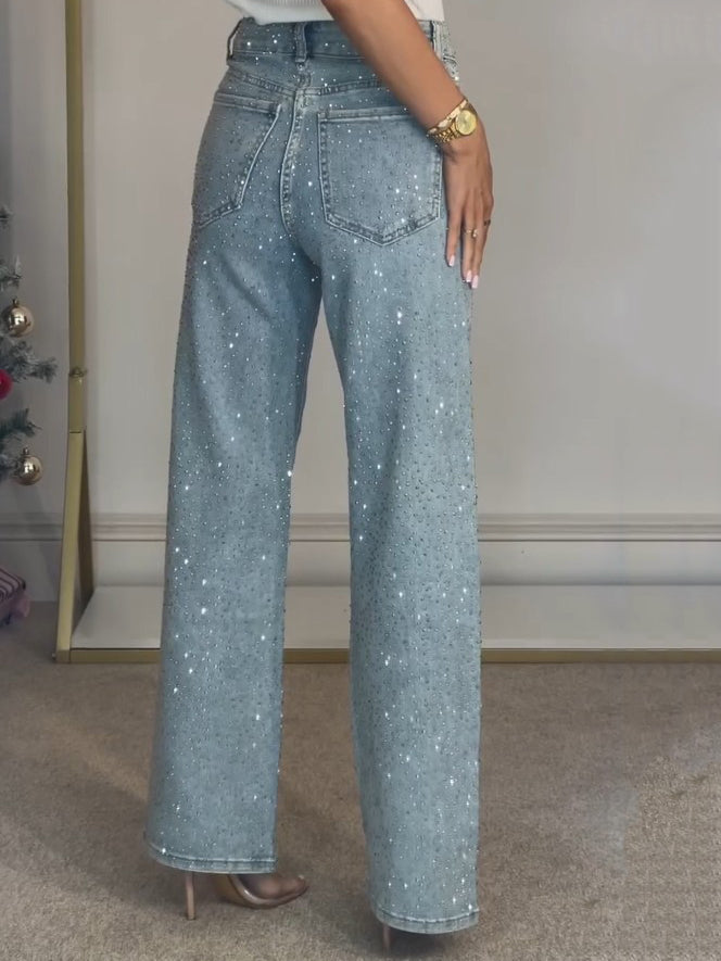 Diamanté - High Waisted Straight Jeans