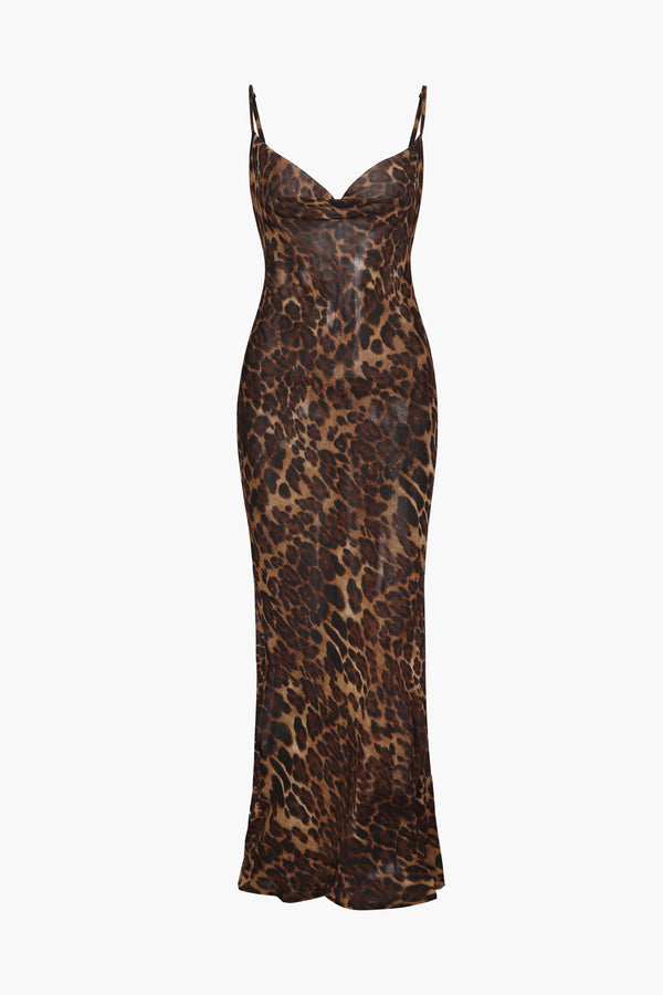 Valentina - Leopard Print Draped Dress
