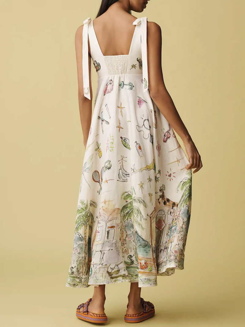 Maria - Linen Painted Ballet Dress