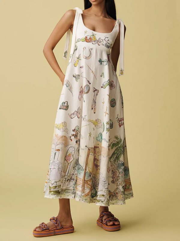 Maria - Linen Painted Ballet Dress