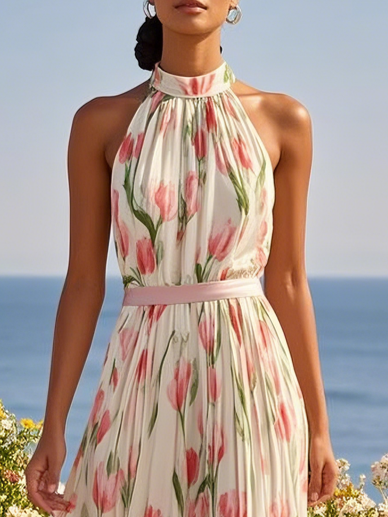Avienne - Floral Crew Sleeveless Dress