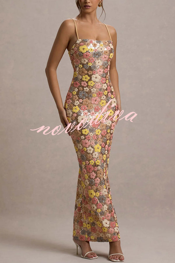 Flora - Sequin Square Maxi Dress