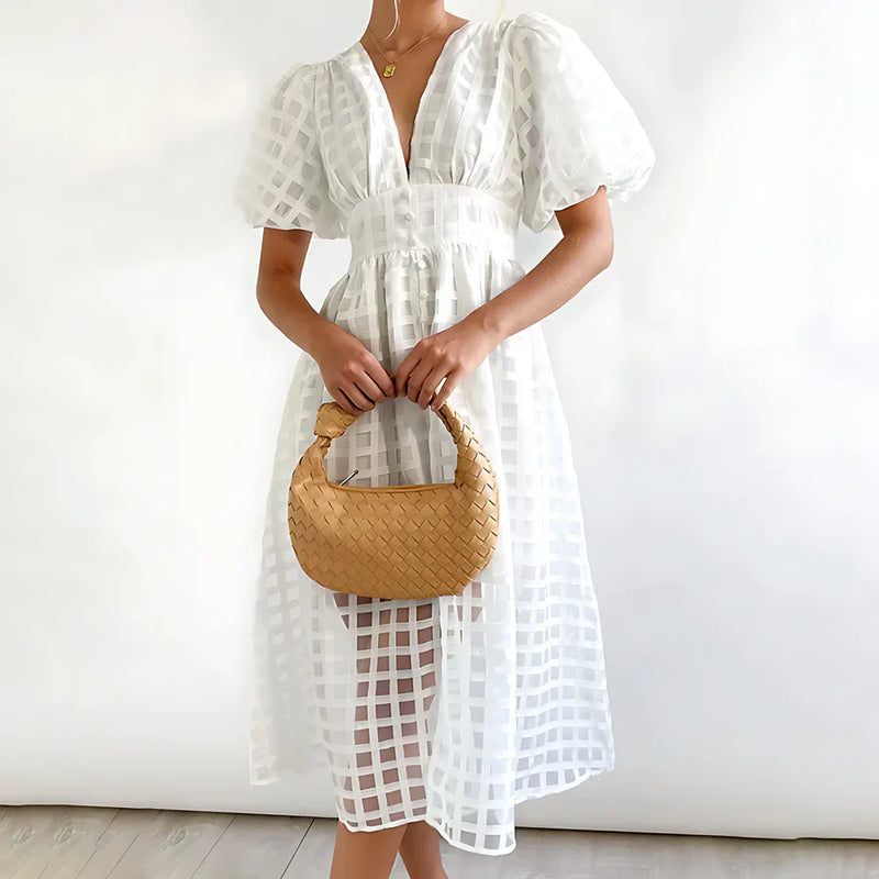 Cindy - Classic Patterned Midi Dress